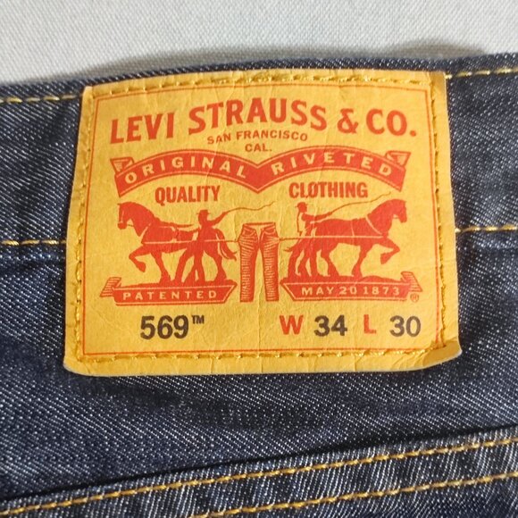 Levi's 569 Loose Fit Straight Jeans Men's Size W34/L30 Dark Ink Blue Colour - Picture 5 of 14